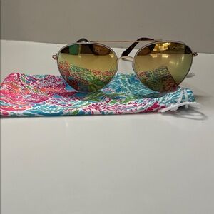 Lilly Pulitzer Gold/White Aviator Sunglasses